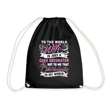 Cake Decorator Cake Decorator Is My World - Drawstring Bag - black - Front