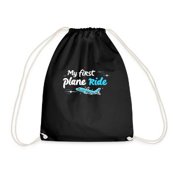 Meine Erste Flugreise Erstes Mal Fliegen - Turnbeutel - Schwarz - Vorne