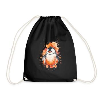 Pinguin - Turnbeutel - Schwarz - Vorne
