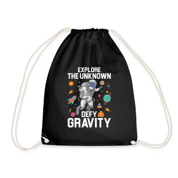 Astronaut & Weltall Design - Turnbeutel - Schwarz - Vorne