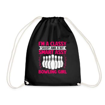 Bowling Girl Funny Ladies Team Bowler Sport - Turnbeutel - Schwarz - Vorne