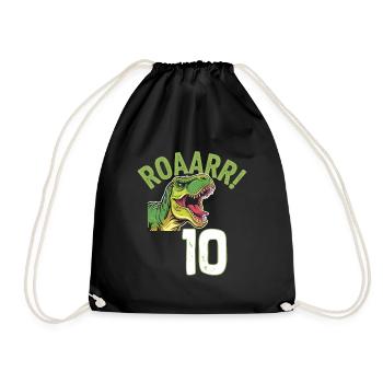 10th Birthday 10 Years Dino Dinosaur Fan - Drawstring Bag - black - Front