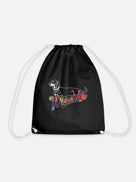 Dachshund Dachshund Mama - Drawstring Bag - black
