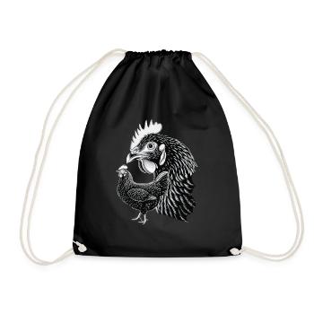 Huhn - Turnbeutel - Schwarz - Vorne