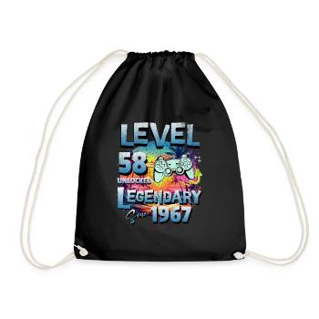 Level 58 Unlocked since 1982 Birthday - Drawstring Bag - black - Front