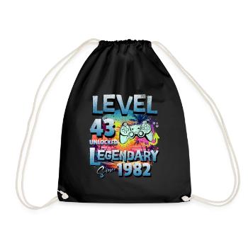Level 43 Freigeschaltet seit 1982 Geburtstag - Turnbeutel - Schwarz - Vorne