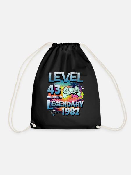 Level 43 Freigeschaltet seit 1982 Geburtstag - Turnbeutel - Schwarz