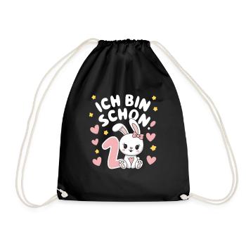 2. Geburtstag Hase Häschen Kindergeburtstag - Turnbeutel - Schwarz - Vorne