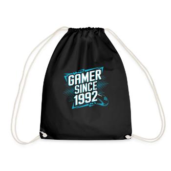 Gamer Since 1992 Geek Birthday Gift - Drawstring Bag - black - Front