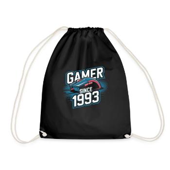 Gamer Since 1993 Geek Birthday Gift - Drawstring Bag - black - Front