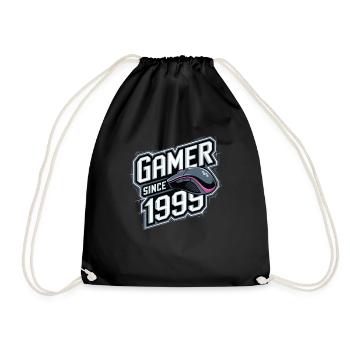 Gamer Since 1999 Geek Birthday Gift - Drawstring Bag - black - Front