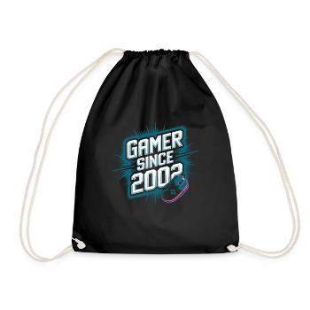 Gamer Since 2002 Geek Birthday Gift - Drawstring Bag - black - Front