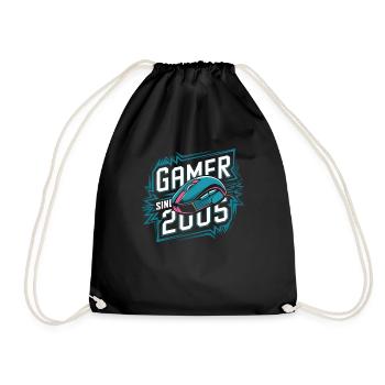 Gamer Since 2005 Geek Birthday Gift - Drawstring Bag - black - Front