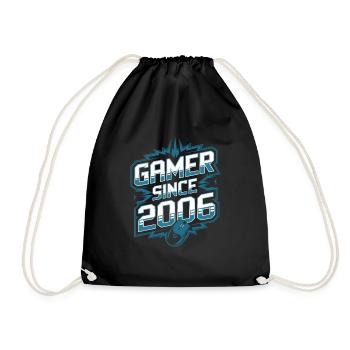 Gamer Since 2006 Geek Birthday Gift - Drawstring Bag - black - Front