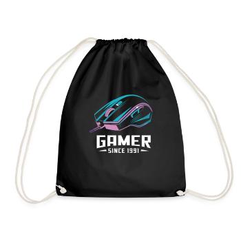 Gamer Since 1991 Geek Birthday Gift - Drawstring Bag - black - Front