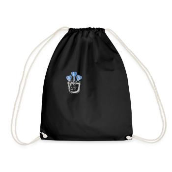 Dartpfeile in aufgemalter Brusttasche - Lustiges D - Turnbeutel - Schwarz - Vorne