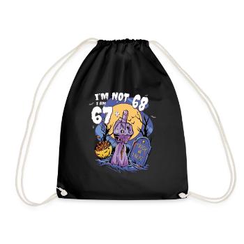 I am 67 + Zombie Finger: October Halloween 68th - Drawstring Bag - black - Front