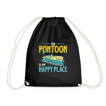 The Pontoon Is My Happy Place - Boating Lover - Drawstring Bag - black - Front