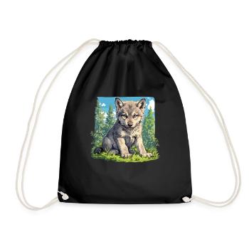 Wolves Wolf - Drawstring Bag - black - Front