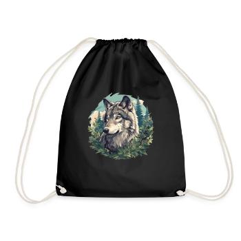 Wolves Wolf - Drawstring Bag - black - Front