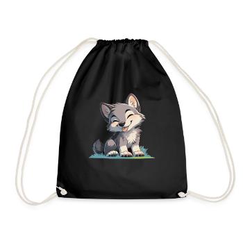 Wolves Wolf - Drawstring Bag - black - Front