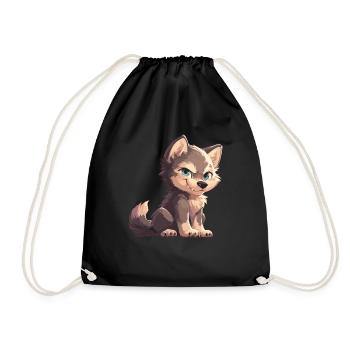 Wolves Wolf - Drawstring Bag - black - Front