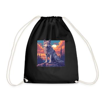 Wolves Wolf - Drawstring Bag - black - Front