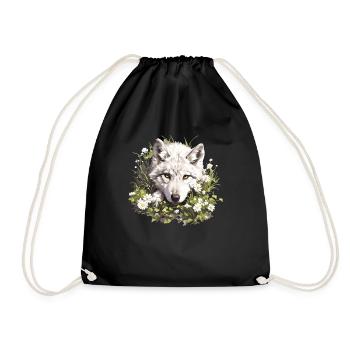 Wolves Wolf - Drawstring Bag - black - Front