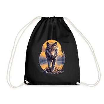 Wolves Wolf - Drawstring Bag - black - Front