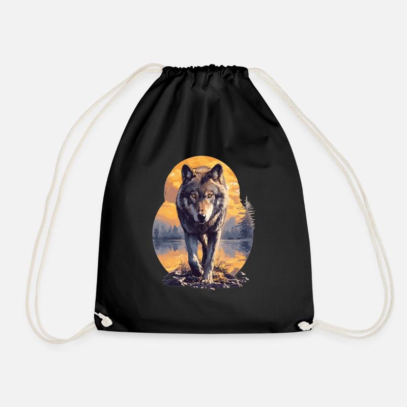 Wölfe Wolf - Turnbeutel - Schwarz
