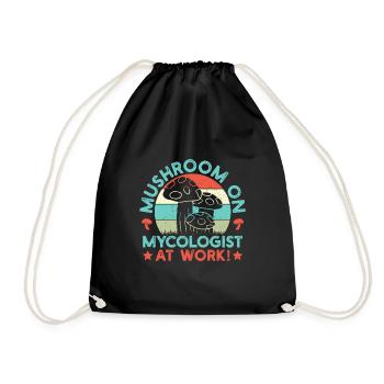 Mushroom Foraging Hunter Mycologist At Work Morel - Drawstring Bag - black - Front
