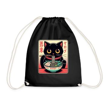 Chat Ramen Nouilles Anime Japonais Chat Chaton - Sac de sport léger - noir - Devant