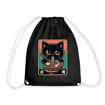 Chat Ramen Nouilles Anime Japonais Chat Chaton - Sac de sport léger - noir - Devant