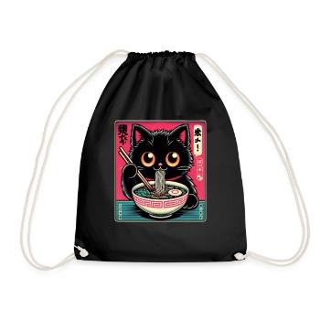 Chat Ramen Nouilles Anime Japonais Chat Chaton - Sac de sport léger - noir - Devant