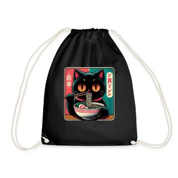 Chat Ramen Nouilles Anime Japonais Chat Chaton - Sac de sport léger - noir - Devant