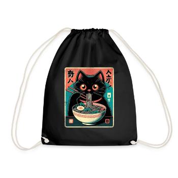 Chat Ramen Nouilles Anime Japonais Chat Chaton - Sac de sport léger - noir - Devant
