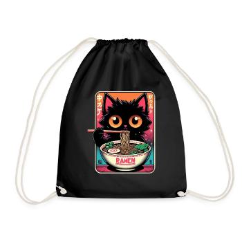 Chat Ramen Nouilles Anime Japonais Chat Chaton - Sac de sport léger - noir - Devant