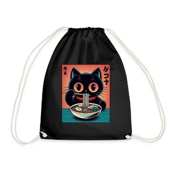 Chat Ramen Nouilles Anime Japonais Chat Chaton - Sac de sport léger - noir - Devant