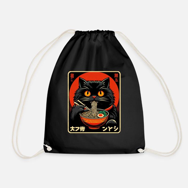 Cat Ramen Nudel Anime Japanische Katze Kätzchen - Turnbeutel - Schwarz
