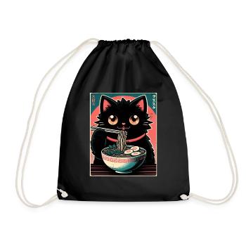 Chat Ramen Nouilles Anime Japonais Chat Chaton - Sac de sport léger - noir - Devant