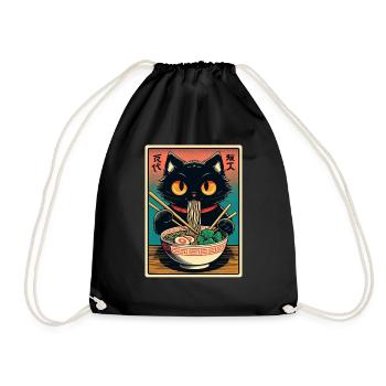 Chat Ramen Nouilles Anime Japonais Chat Chaton - Sac de sport léger - noir - Devant