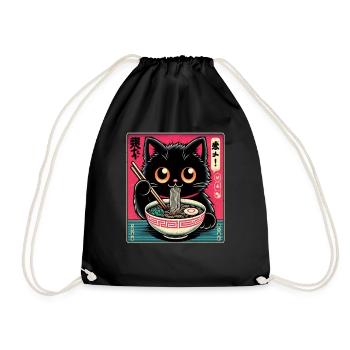 Chat Ramen Nouilles Anime Japonais Chat Chaton - Sac de sport léger - noir - Devant