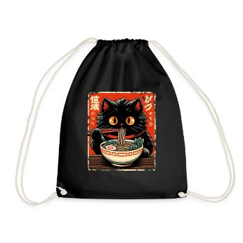 Chat Ramen Nouilles Anime Japonais Chat Chaton - Sac de sport léger - noir - Devant