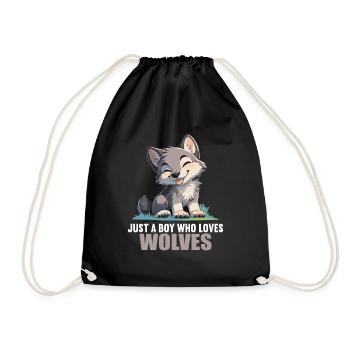Wolves Wolf - Drawstring Bag - black - Front