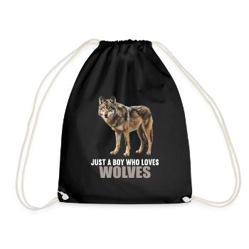 Wolves Wolf - Drawstring Bag - black - Front