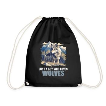 Wolves Wolf - Drawstring Bag - black - Front