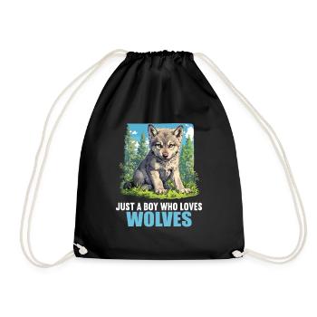 Wolves Wolf - Drawstring Bag - black - Front