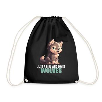 Wolves Wolf - Drawstring Bag - black - Front
