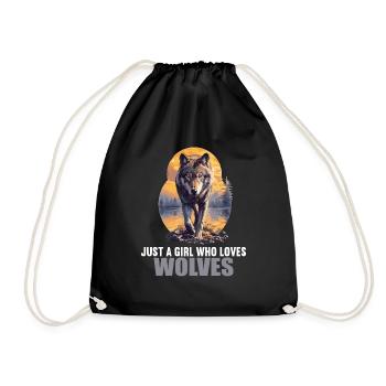 Wolves Wolf - Drawstring Bag - black - Front
