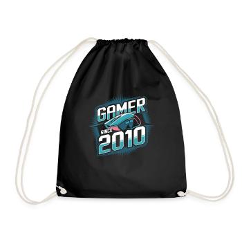 Gamer Since 2010 Geek Birthday Gift - Drawstring Bag - black - Front